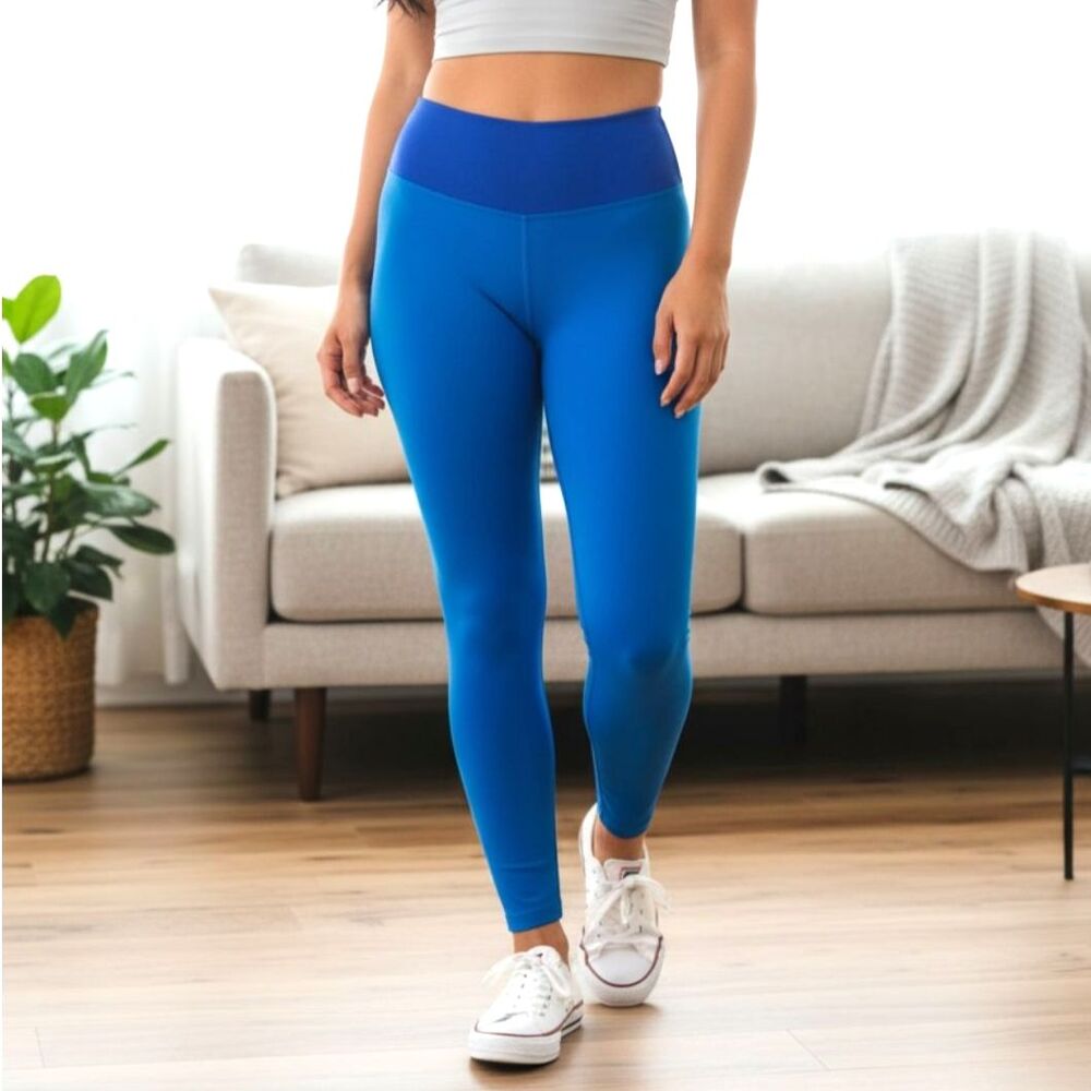 Nanette Lapore Periwinkle Blue Colorblock Leggings High Waist Activewear M EUC
